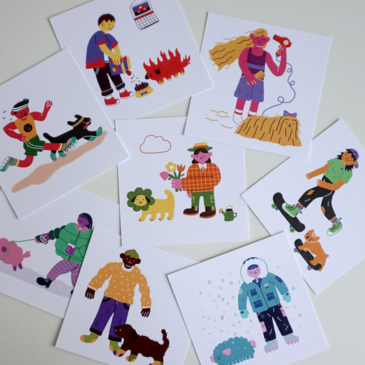 Dog Walkers Postcard Set