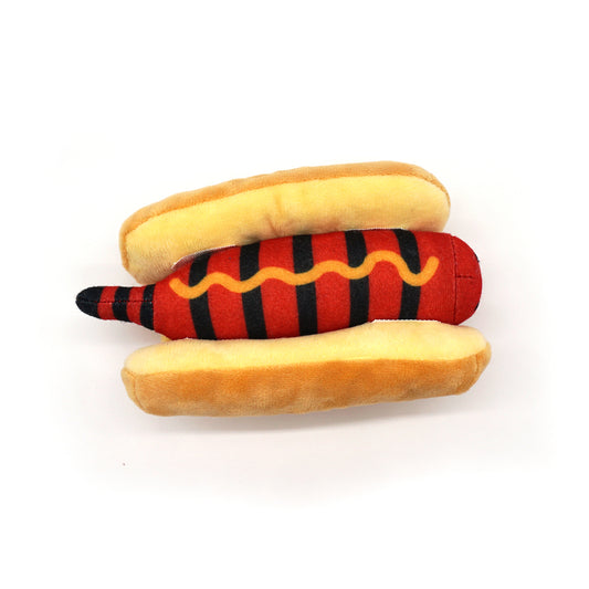 Top view of a hot dog puff tiger on a white background